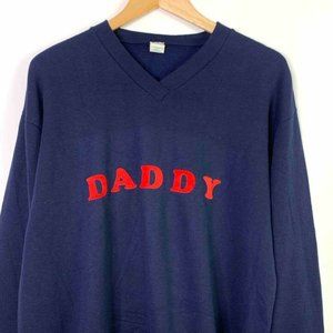 Vintage 80s V-Neck Daddy Fuzzy Letters Sweatshirt